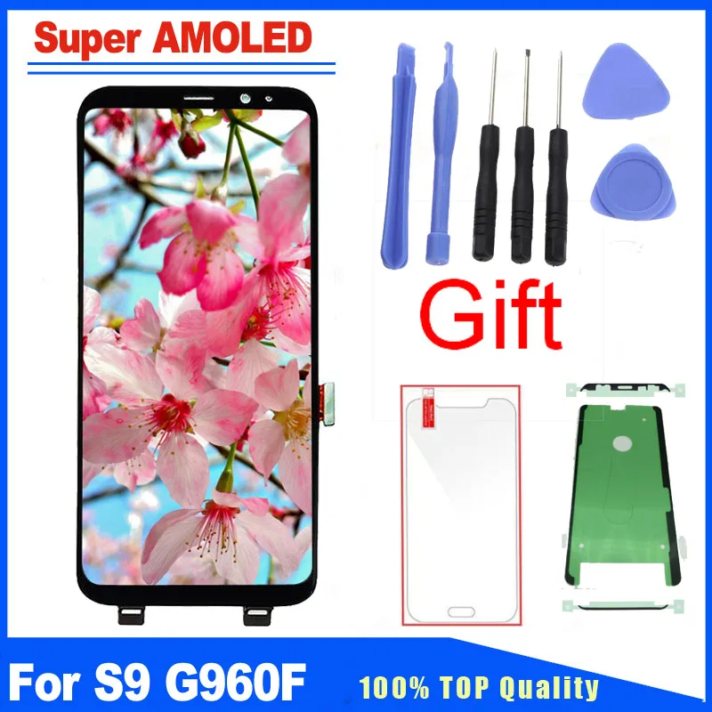 

Super AMOLED For Samsung Galaxy S9 SM-G960F G960 LCD Display Touch Screen Digitizer Full Assembly Replacement Kits Free Tools