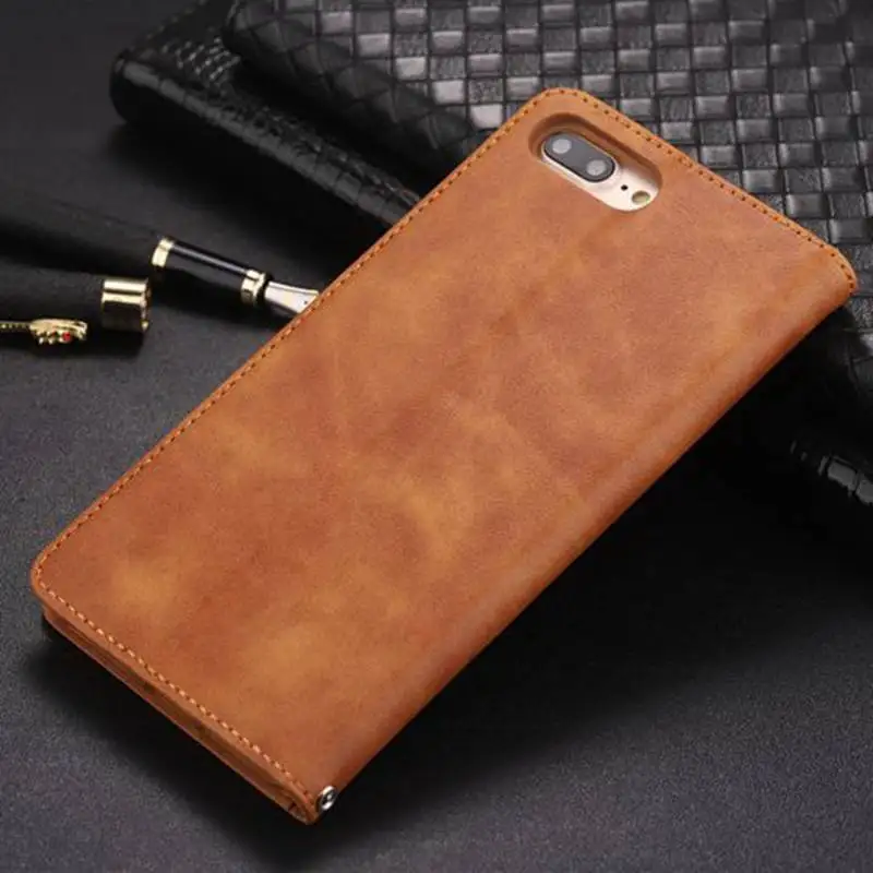 

Leather Case For Iphone 8 Plus Flip Case Cover Retro Protector Capa Hoesje Coque For Iphone 8 8Plus Case Magnetic Fundas Etui