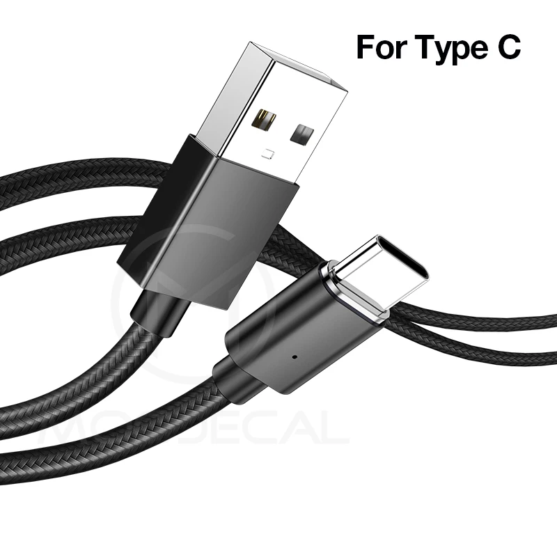 MOOJECAL светодиодный магнитный USB кабель для iPhone Xs Max 8 7 6 и usb type-C кабель Micro USB кабель для зарядки samsung Xiaomi huawei - Цвет: Black For Type C