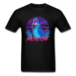 Vaporwave Macawsome Parrot/футболки с рисунком птиц заката, вырез лодочкой, 100 хлопок, топы, футболка Love Day, хорошее качество, толстовка