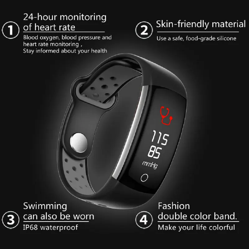Cena 2019 Q6 opaska monitorująca aktywność fizyczną inteligentna opaska pasek do zegarka w formie bransolety HR Fitness tracker snu wodoodporna IP68 śledzenie aktywności smartband