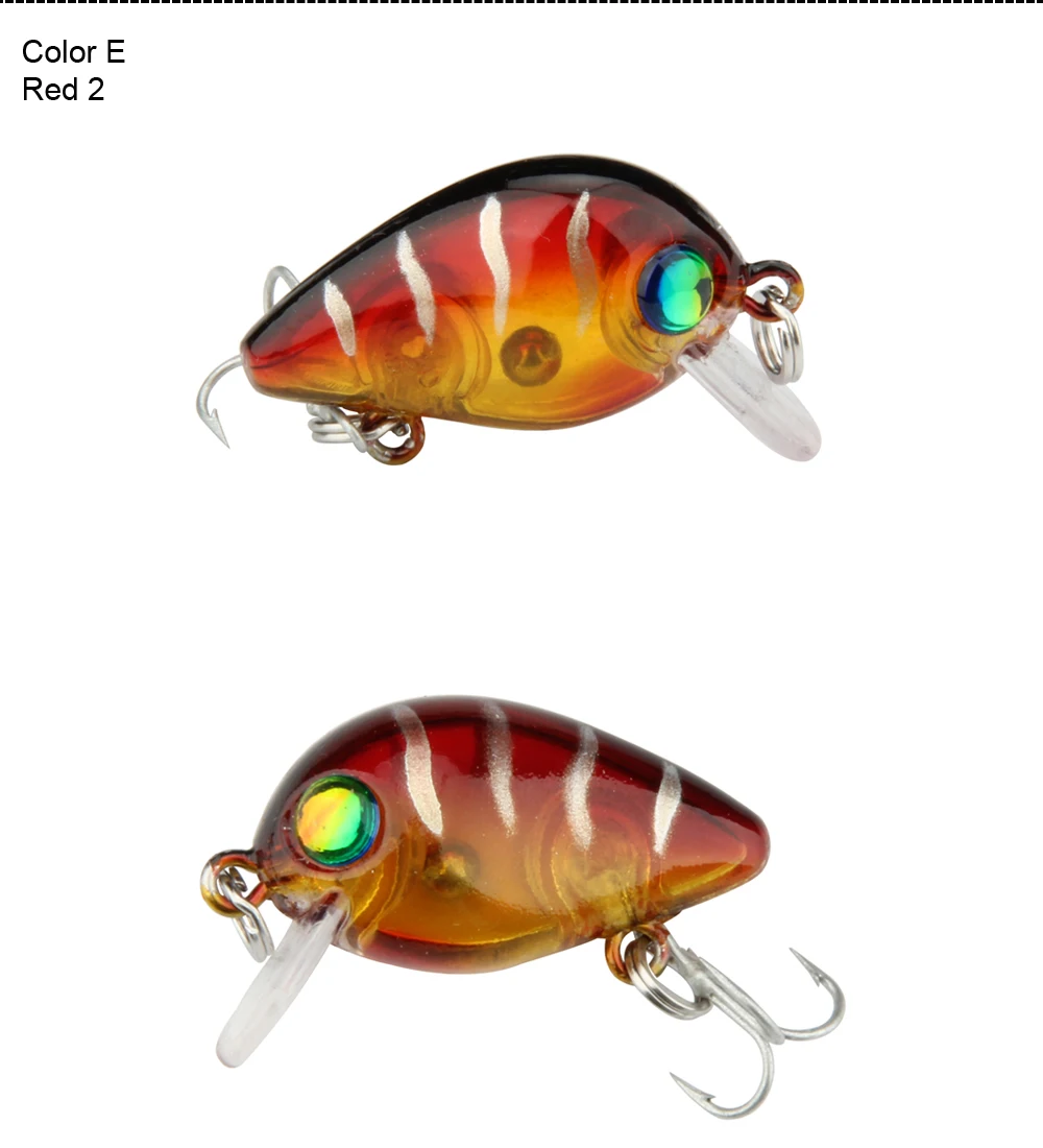 High Quality ABS Plactic Lure 1pc 3cm 1.5g Crankbait Fishing Lure Minnow Floating Isca Crankbait VMC Hook Fishing Tackle  (15)