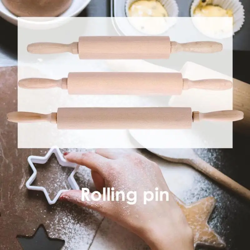 Solid Wood Rolling Pin Baking Cookies Biscuit Fondant Cake Dough Roller