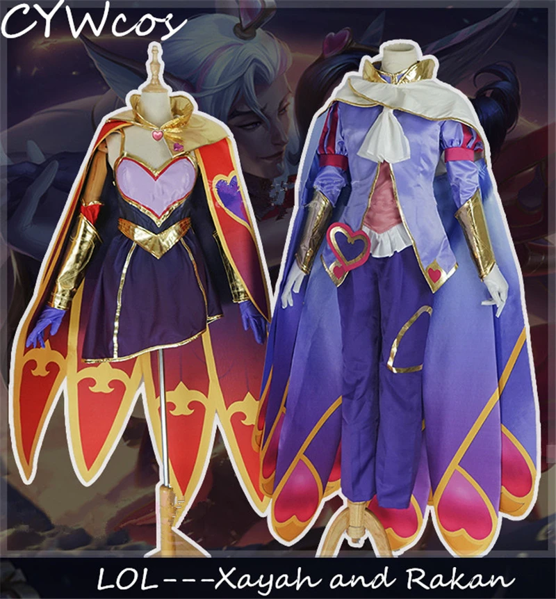 

LOL Game Cosplay The Rebel Xayah and The Charmer Rakan Sweetheart Valentine's Day Cosplay Costume Xayah and Rakan Suits Costumes