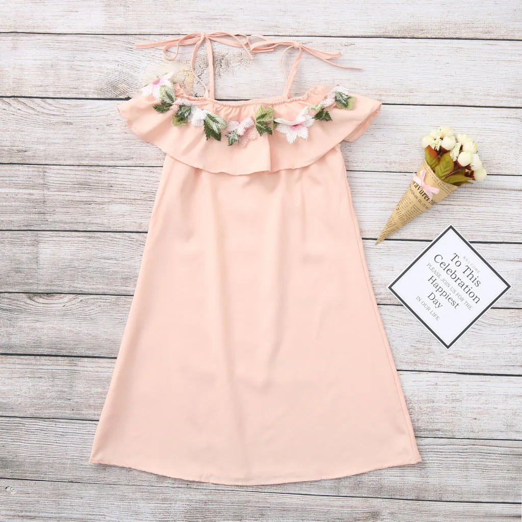 

Mommy Daughter Toddler Baby Kids Girl Floral Straps Dress Outfits Family Clothesanne kiz elbiseler #py30