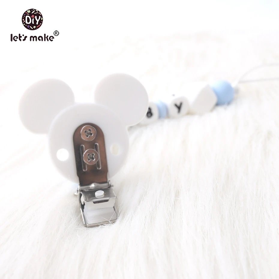 Let's make 1pc Cartoon Bear Private Custom Personalise Baby Name Pacifier Clips Chain Teething BPA Free Silicone Abacus Dummy