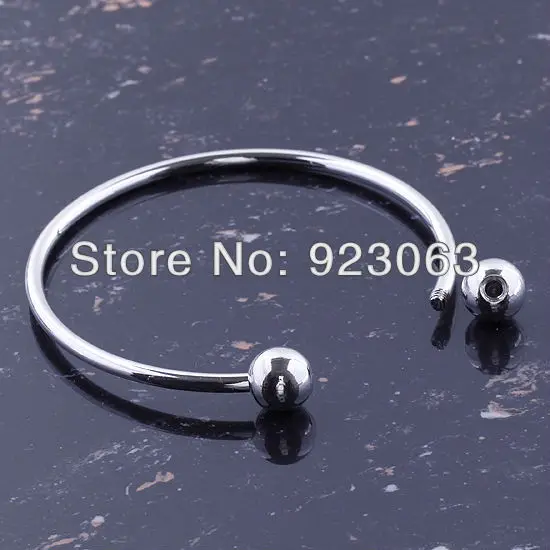 

10pcs/Lot Fashion 65mm Shiny Silver Plated Charms Bracelets Fit European Bead, Ending Screw Balls Off To Put Beads On DIY Bangle