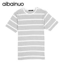 2018 Summer New Fashion Men Short Sleeve T-shirt 100% Cotton Gray and white Striped O Neck T Shirt Classic Casual Man clothes