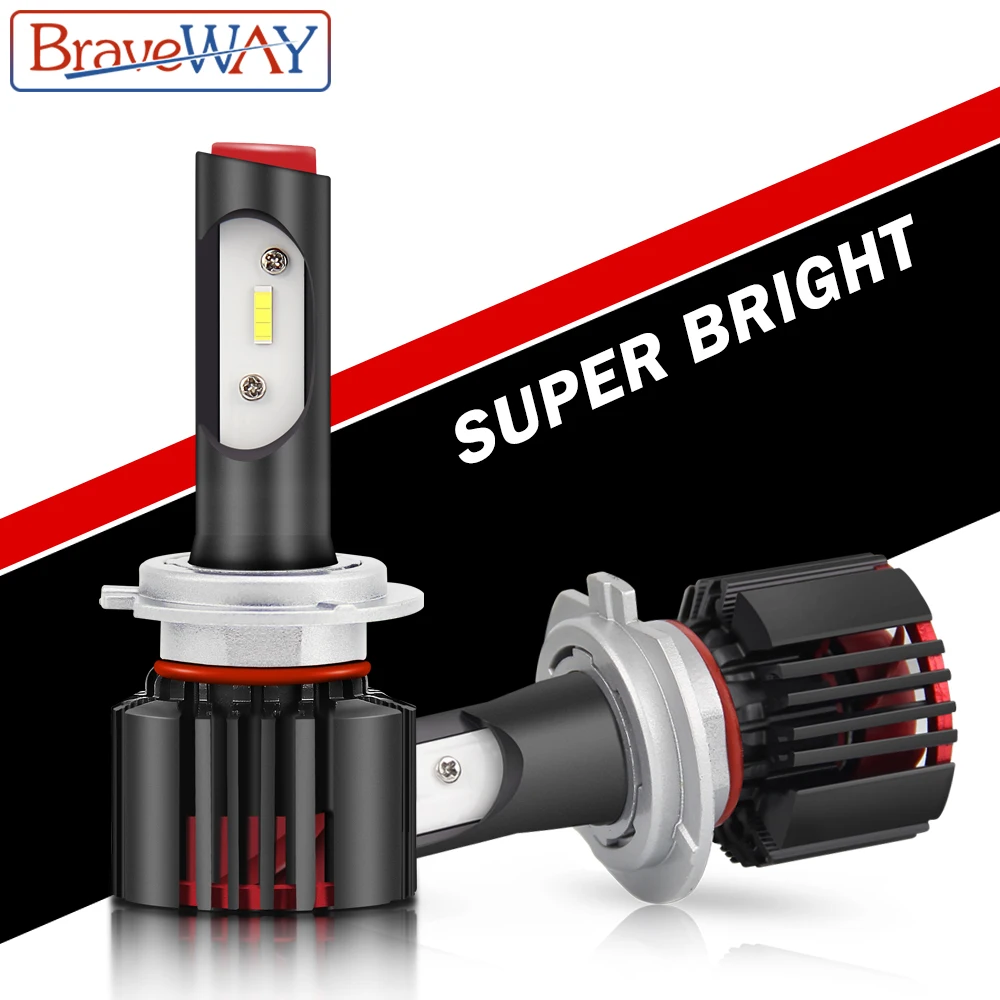 

BraveWay H4 Motorcycle Headlight Bulbs (LED) Auto Lamps H11 HB4 HB3 H7 H1 LED Bulbs & Tubes 12V 55W 6500K 13000LM Car Lights