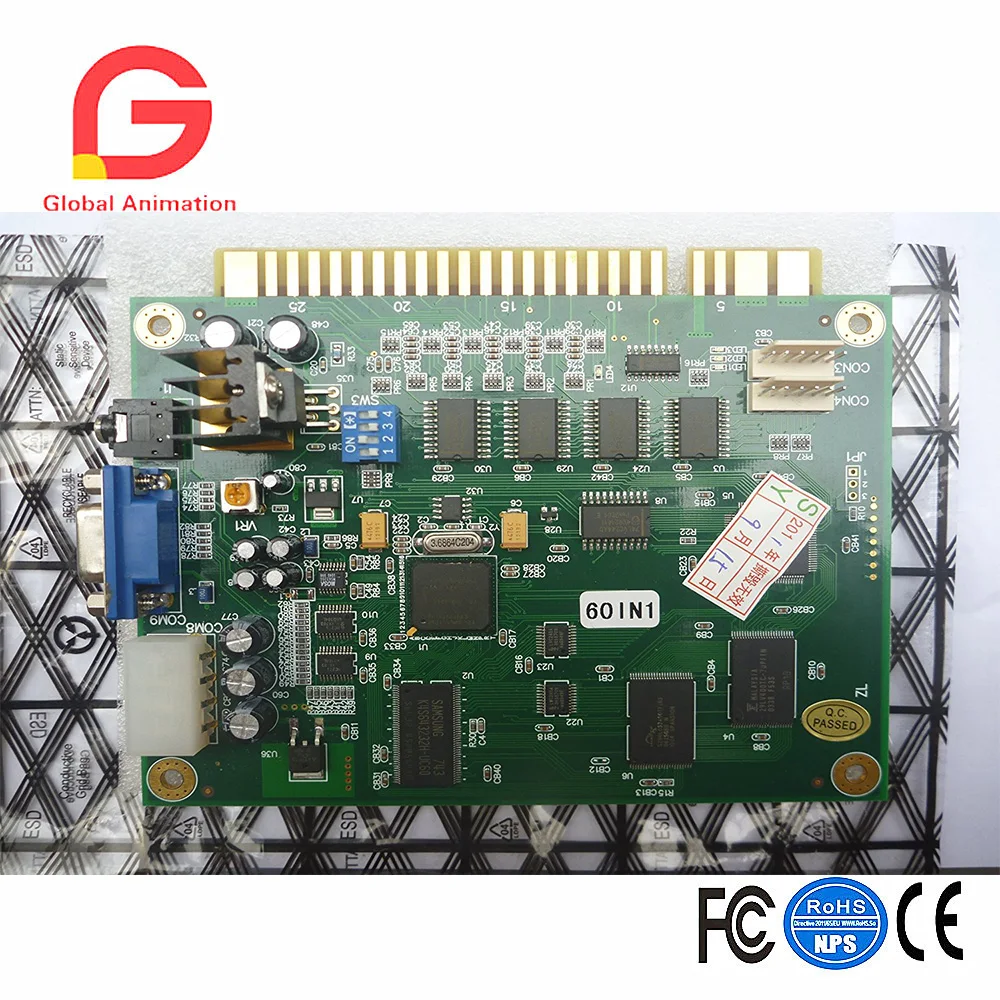 Классическая аркадная видеоигра 60 в 1 Pcb модульная доска JAMMA Cga/vga выход