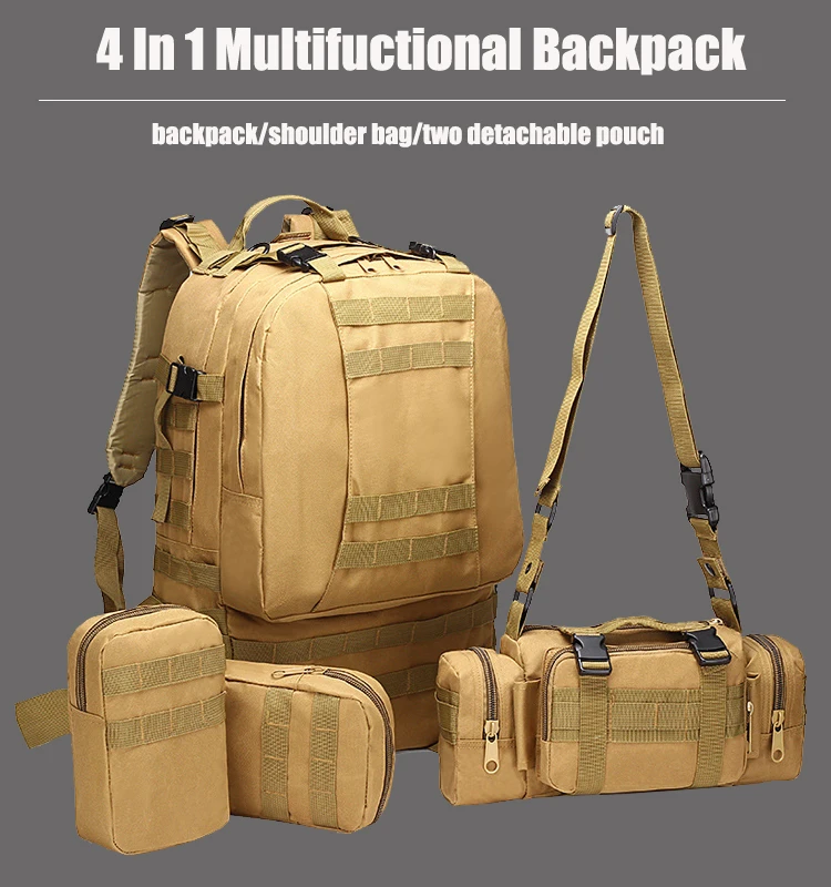 4 в 1 многофункциональный военный тактический рюкзак 50л 600D Оксфорд камуфляж походный рюкзак водонепроницаемый спортивный альпинистский рюкзак