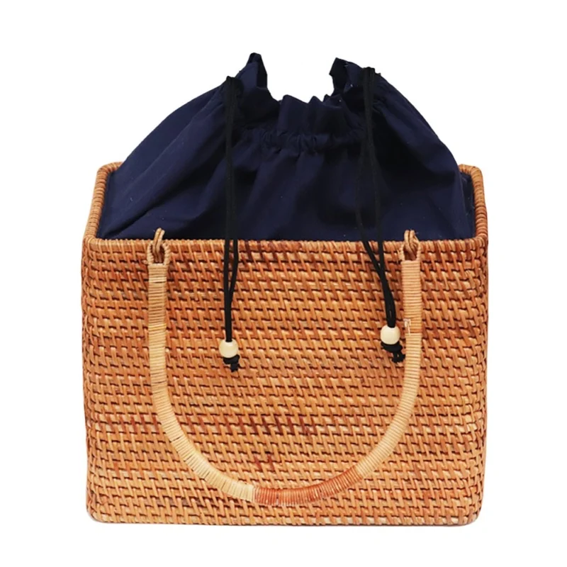 Многоцелевой женский соломенный мешок для хранения пляжные бамбуковые Наплечные сумки органайзер для косметики косметические сумки из ротанга - Цвет: 22