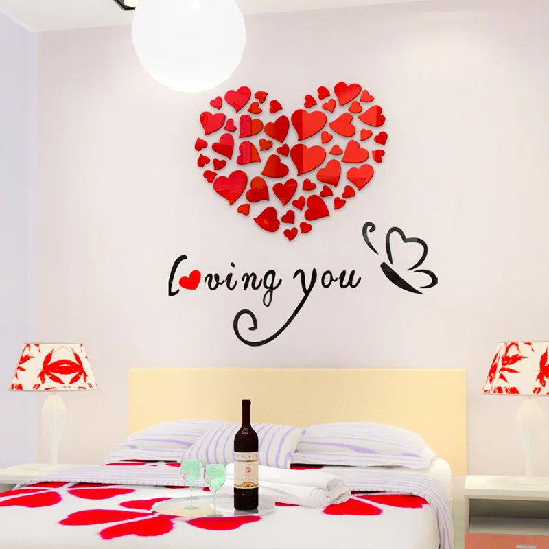 Kreatif 3d Cinta Wallpaper Kristal Akrilik Perekat Diri Stiker Dinding Kamar Tidur Ruang Tamu Tv Dinding Hiasan Dinding Mural Aliexpress