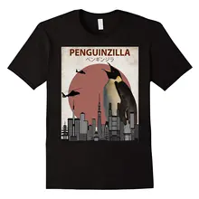 Горячая Распродажа Мода хлопок Penguinzilla Забавный Пингвин императора Футболка "Влюбленные" Подарочная футболка