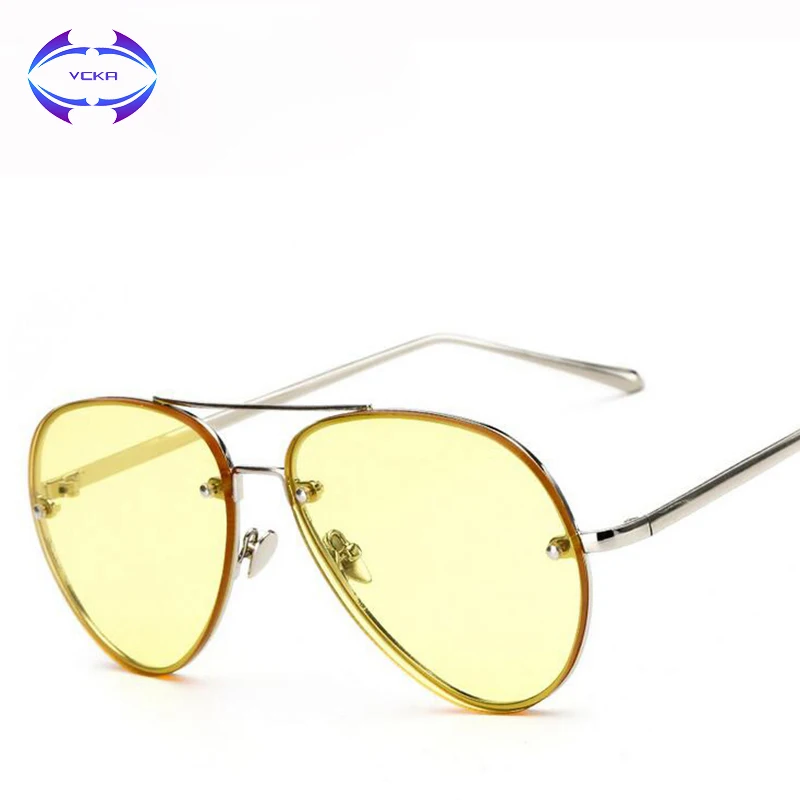 

VCKA 2017 Sunglasses women Brand Design pilot sunglasses Clear lens Female Fashion oval sun glasses transparent UV400