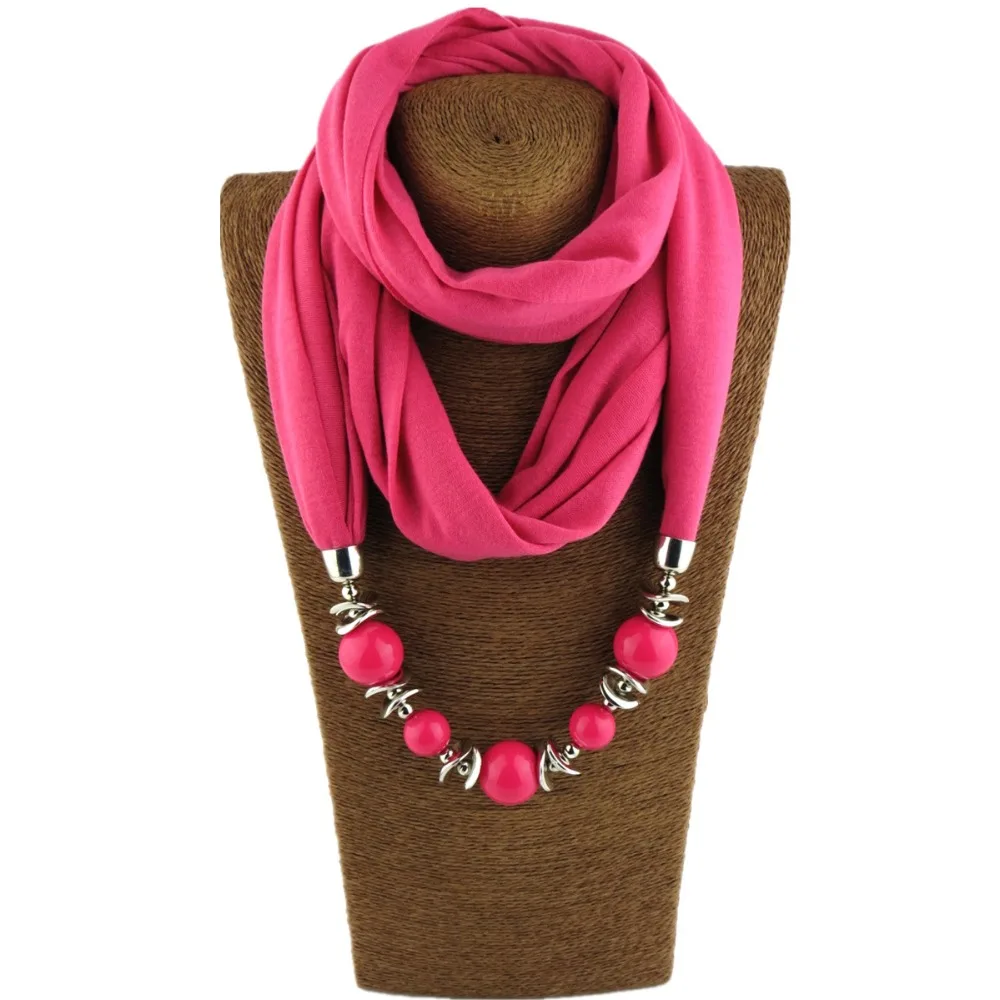 

2018 Hot Selling Polyester spring and autumn candy colors beads Pendant Scarves Necklace for Women WF14