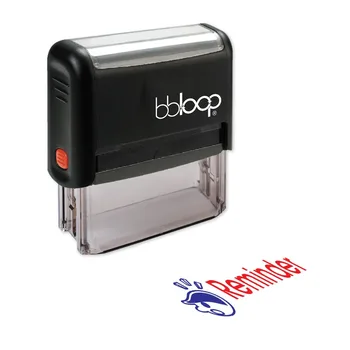 

BBloop "REMINDER" W/Cartoon Illustration Self-Inking Stamp, Rectangular, Laser Engraved, RED