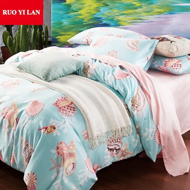 Ruoyilan 100 Cotton 4pcs Bedding Set Starfish Seass Ruoyilan 100 Cotton 4pcs Bedding Set Starfish Seass Sets Queen King Duvet Cover