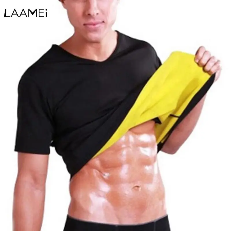 

Men's Sports T Shirt Body Shaper Sports Slim Shirt Top Neoprene Waist Trainer For Male Vest Corset T-Shirt Large Size 4XL