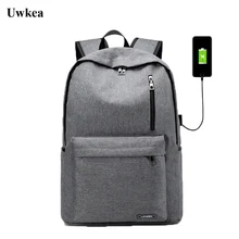 Uwkea Boys/Girls Business Backpack Men Canvas Waterproof USB Charge Large Capacity Laptop Mochila