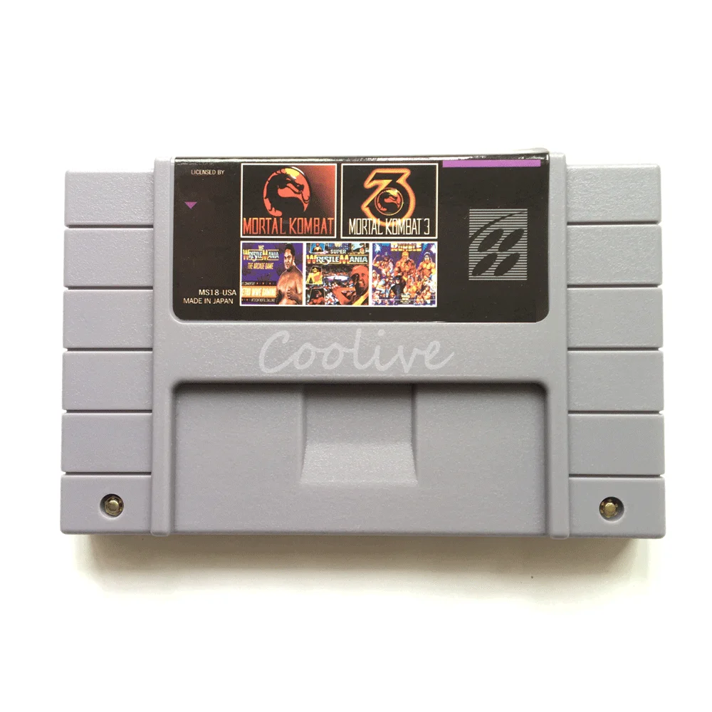 

5 in 1 Video Game Card for 16 Bit Super Console US NTSC Version with Mortal Kombat/Ultimate Mortal Kombat 3/WWF Series