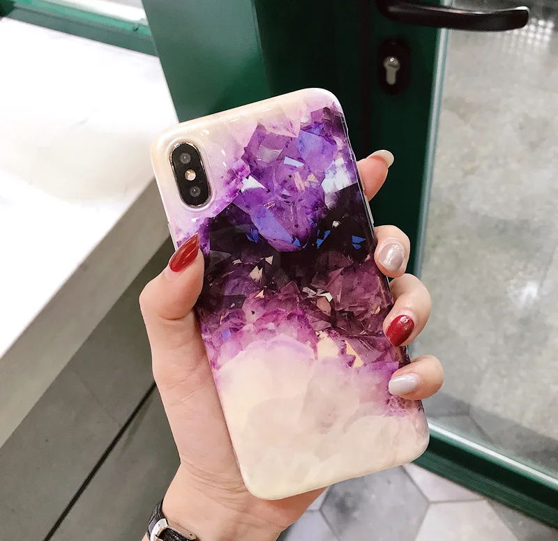 

For Ins purple crystal apple x/8 mobile phone shell iPhone7/8PLUS cool wind 6splus soft set female models