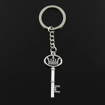 

Fashion 30mm Key Ring Metal Key Chain Keychain Jewelry Antique Silver Color Plated Crown Treasure Box Key 53x20mm Pendant