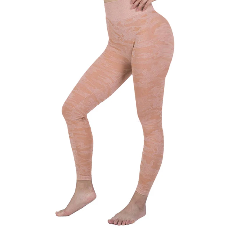 SALSPOR Женские Бесшовные штаны для йоги камуфляжные высокие эластичные пуш-ап леггинсы для тренажерного зала, спортивная одежда для фитнеса леггинсы для бега женские - Color: Orange