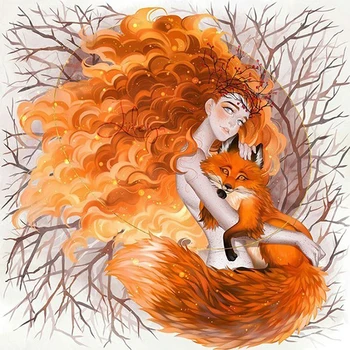 

Full Square/Round Diamond Embroidery Pattern Cross Stitch Fox Banshee Lady Diamond Painting Mosaic Needlework Gift Home Decor