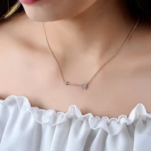 NEWBARK Trendy Love Cupid s Arrow Pendant Necklaces Vintage Link Chain Necklace Cubic Zirconia New Fashion
