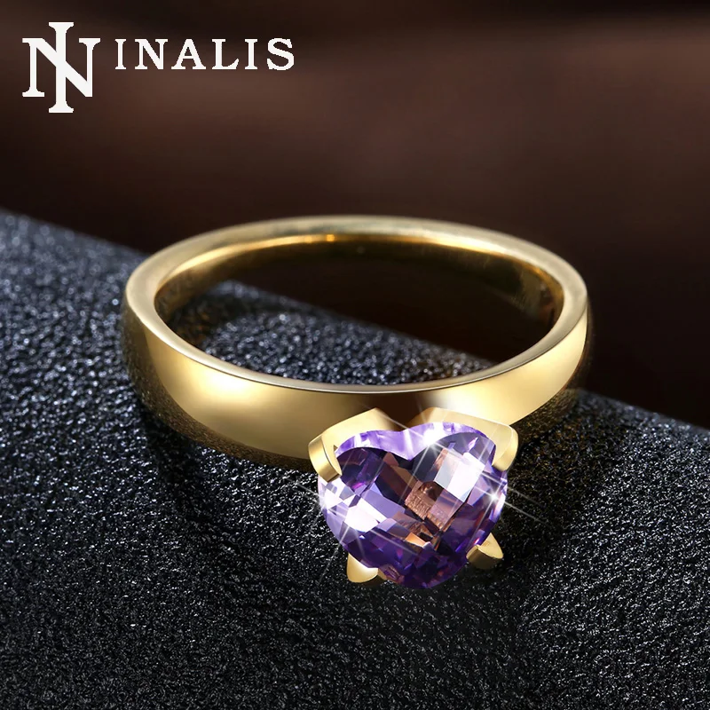 inalis brand romantic heart shape cut 2 carat cz stone wedding band rings gold color titanium - Stone Wedding Rings inalis brand romantic heart shape cut 2 carat cz stone wedding band rings gold color titanium - Stone Wedding Rings