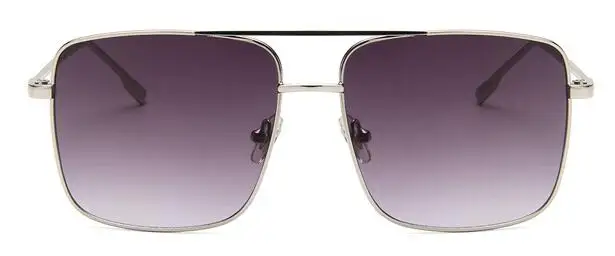 Новые Модные Винтажные Солнцезащитные очки с квадратной оправой для женщин, солнцезащитные очки больших размеров d для мужчин и женщин, золотистые очки UV400 - Цвет линз: Silver  gray