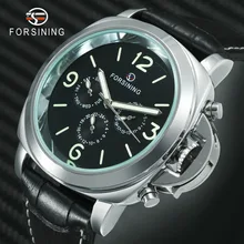 2017 New FORSINING Men Multifunction Auto Mechanical Watch Leather Strap Luminous Hands Working Sub-dials Casual Male Wristwatch forsining top brand luxury mechanical watch men tourbillon small sub dials display magnet strap 2018 new fashion auto wristwatch