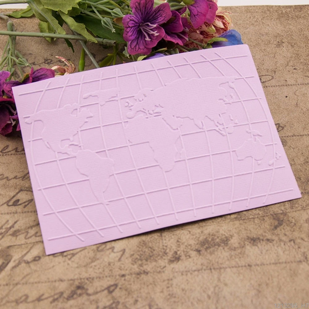 Пластиковый с тиснением папка шаблон DIY альбом для скрапбукинга декор с помощью открыток Ремесло карта мира