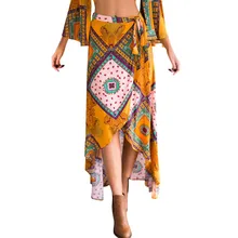 Страусиная Женская юбка, усадочная кружевная полуобъемная, в пол, с принтом, повседневная, достойная, модная, свободная летняя длинная юбка под нее