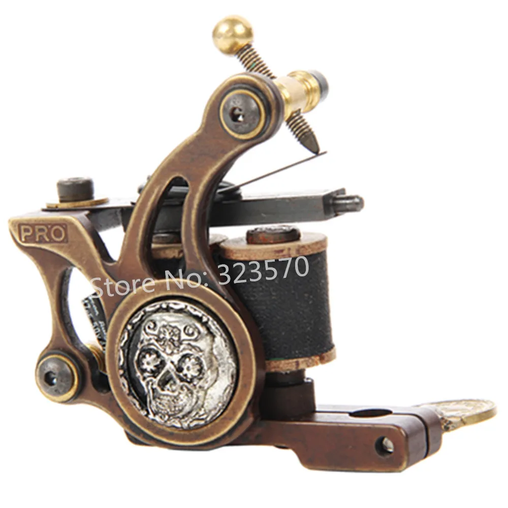 

Top Pro Handmade Copper Tattoo Machine Gun 10 Wrap Coils Set Shader For Tattoo Supply -- FTM-2235S