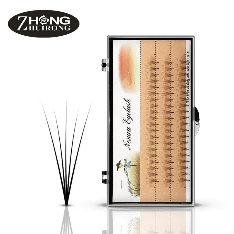 

Fashion 60 tablets of handmade fiber false eyelashes 5 roots 0.07C volume group personal grafting false eyelashes DM-5