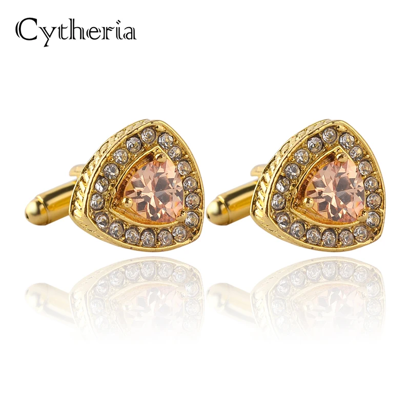 

Triangle Cufflinks For Mens Wedding Golden Full Rhinestone Triangle Cuff Links Jewelry Cufflinks Crystal Cuff Buttons Christmas