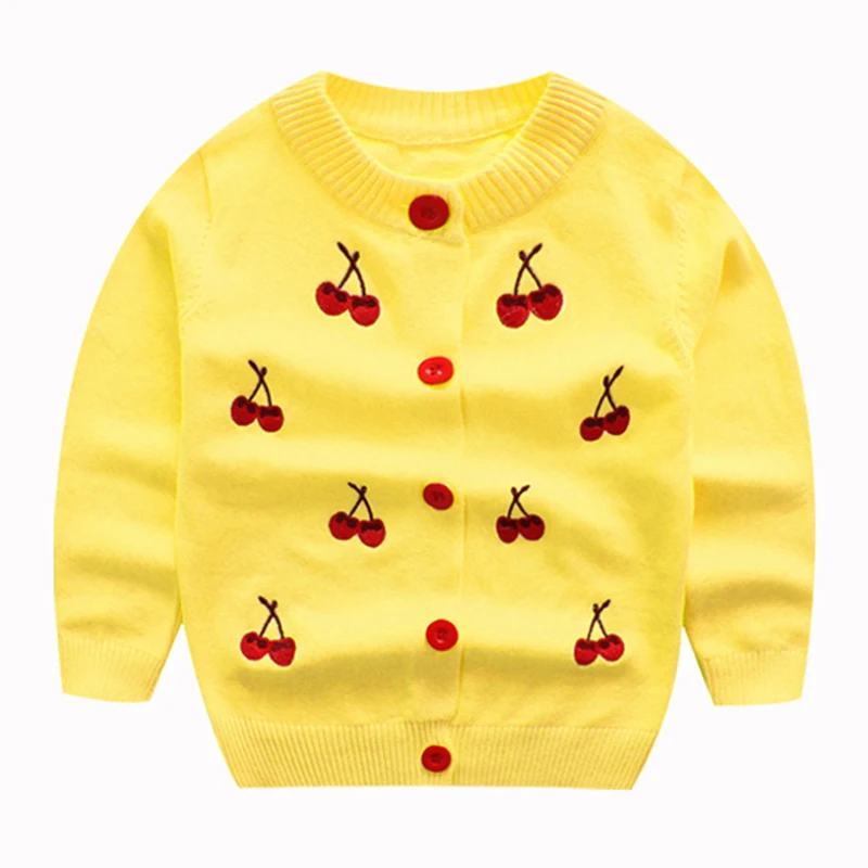 BEKE MATA/Детский свитер для девочек; весна г.; кардиган для маленьких девочек с вишнями; детская одежда; вязаные детские свитера для От 2 до 7 лет