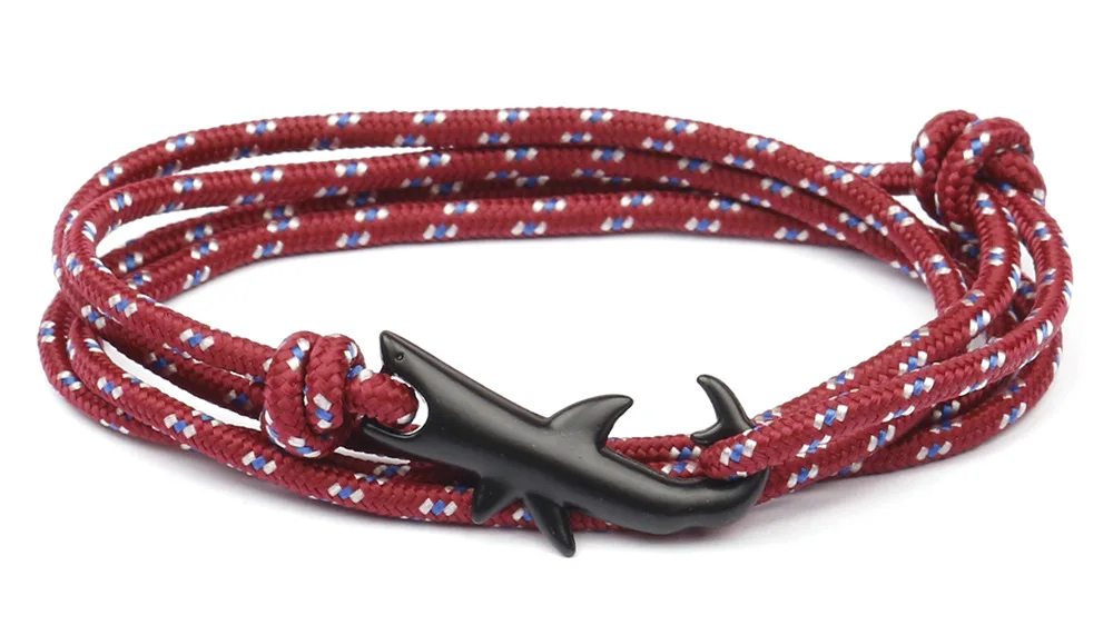 XiongHang модные ювелирные изделия Многослойные черный браслет из сплава с якорем акула Мужской кожаный браслет для Для женщин и Для мужчин дружбы Браслеты