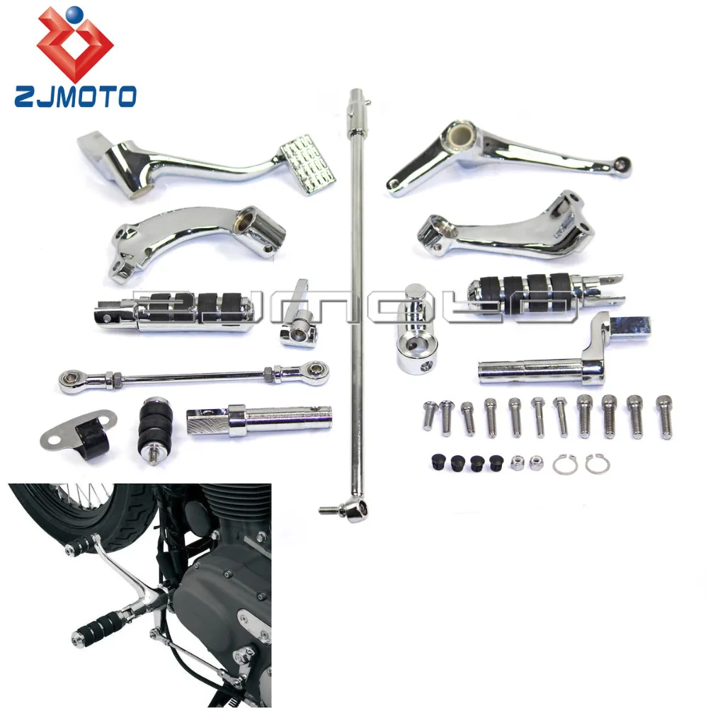 Chrome Motorcycle Forward Controls Control Kit Footpegs For Harley