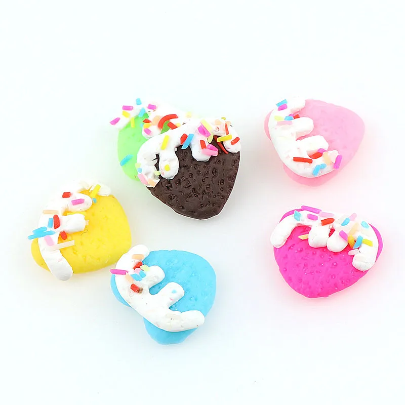 

10pc/lot 3D Mix Color Kawaii Round Mini Ice Cream Dessert Polymer Clay Cabochons Flatback For DIY Phone Decoration