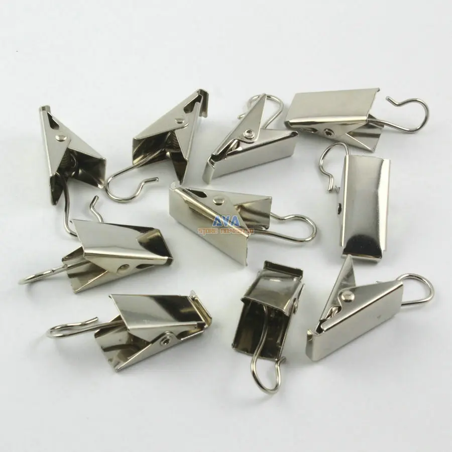 50 Pieces 39x11mm Silver Hook Clips for Curtain Drapery