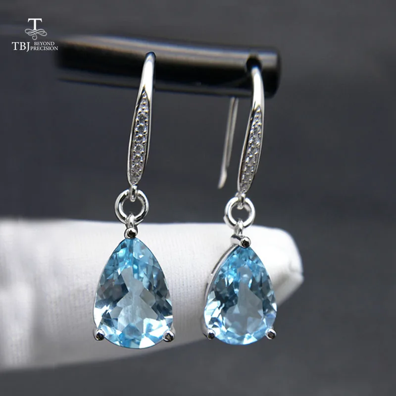 TBJ,Water Drop 8.5ct Genuine brazil blue topaz gemstone Dangle hook Earrings Pure 925 Sterling Silver Fine Jewelry For Women TBJ,Water Drop 8.5ct Genuine brazil blue topaz gemstone Dangle hook Earrings Pure 925 Sterling Silver Fine Jewelry For Women