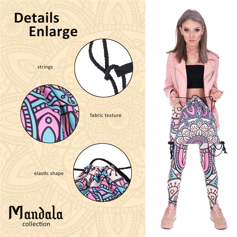 New fashion Women mandala Backpack 3D printing travel softback women mochila drawstring bag