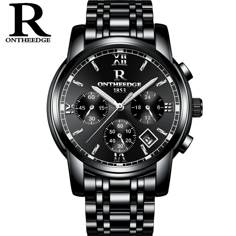 

RONTHEEDGE Watch Men Watches Top Brand Luxury Famous Wristwatch Male Clock Golden Quartz Wrist Watch Calendar Relogio Masculino