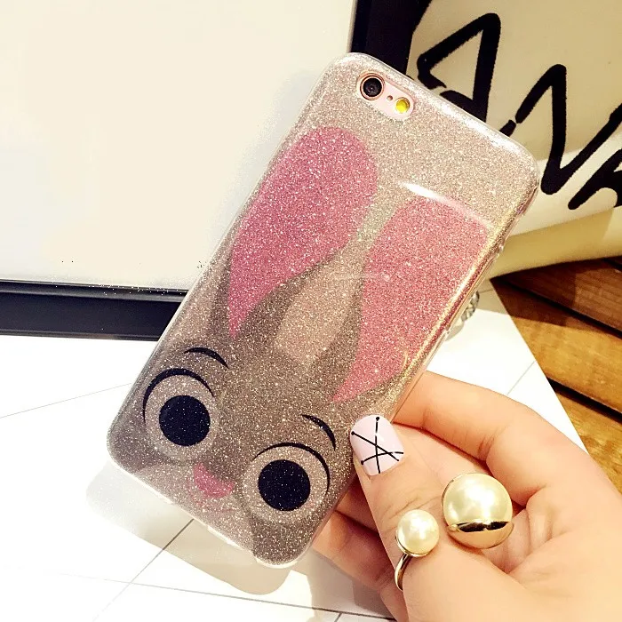 С сияющими блестками Cat лисьего и кроличьего Мягкие TPU чехол для iPhone 6 S плюс 7 Plus |