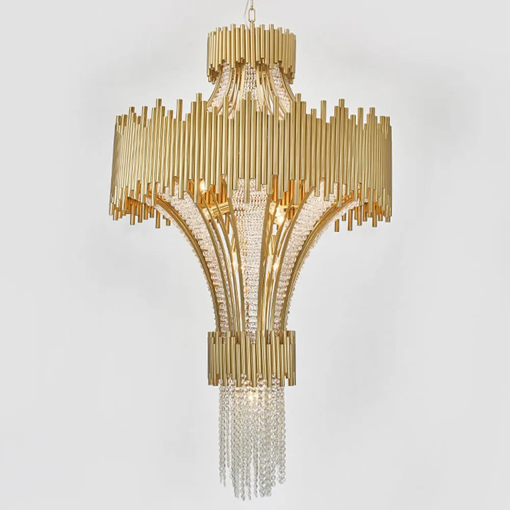 

Large Crystal Chandeliers Modern Hotel Lobby Lights AC110V 220V LED Luxury Staircase Lamp