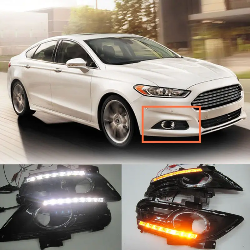 

2*LED Daytime Running Light DRL White Turn yellow Signal For Ford Mondeo 2013-16