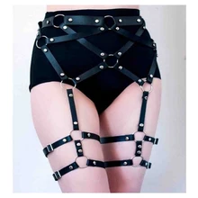 Сексуальная Панк кожа цепь тела Связывание шпильки Подвязки Пояс ноги кольцо Harajuku для женщин брюшной бандаж портупея с подтяжками пояс на талию